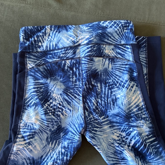 Land’s End compression leggings tie dye blue athletic exercise pants M - Picture 9 of 11